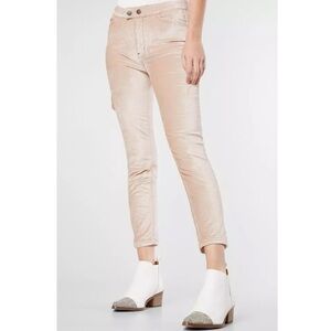 Free People Sweet Jane Velvet Skinny Pants Size 25‎ Womens Stretch Champagne